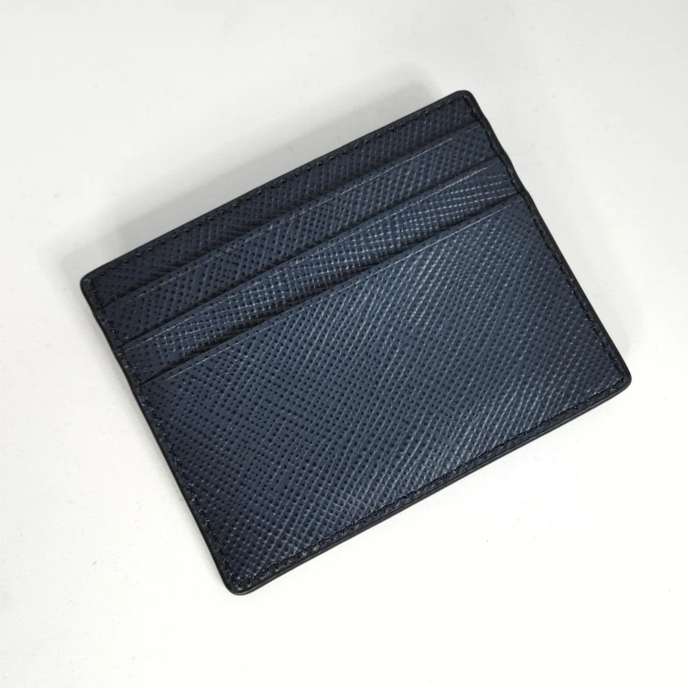 MICHAEL KORS Crossgrain Leather Tall Navy Card Case
